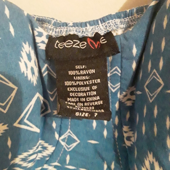 Blue Geometric Print Ruffle Dress - Picture 4 of 4